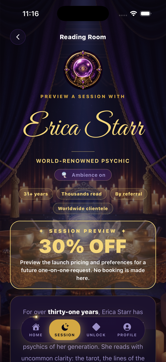 Erica Starr's Reading Room inside the app